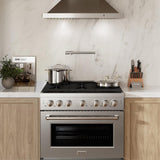 36in. 5.2 cu. ft. Gas Range with Convection Gas Oven in Stainless Steel with 6 Brass Burners - (SGRBR36) -