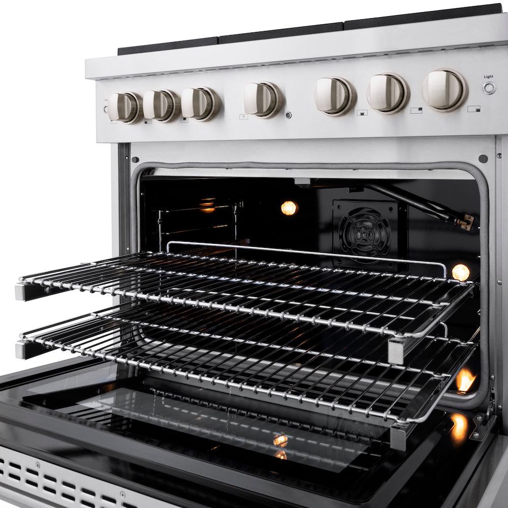 36in. 5.2 cu. ft. Gas Range with Convection Gas Oven in Stainless Steel with 6 Brass Burners - (SGRBR36) -