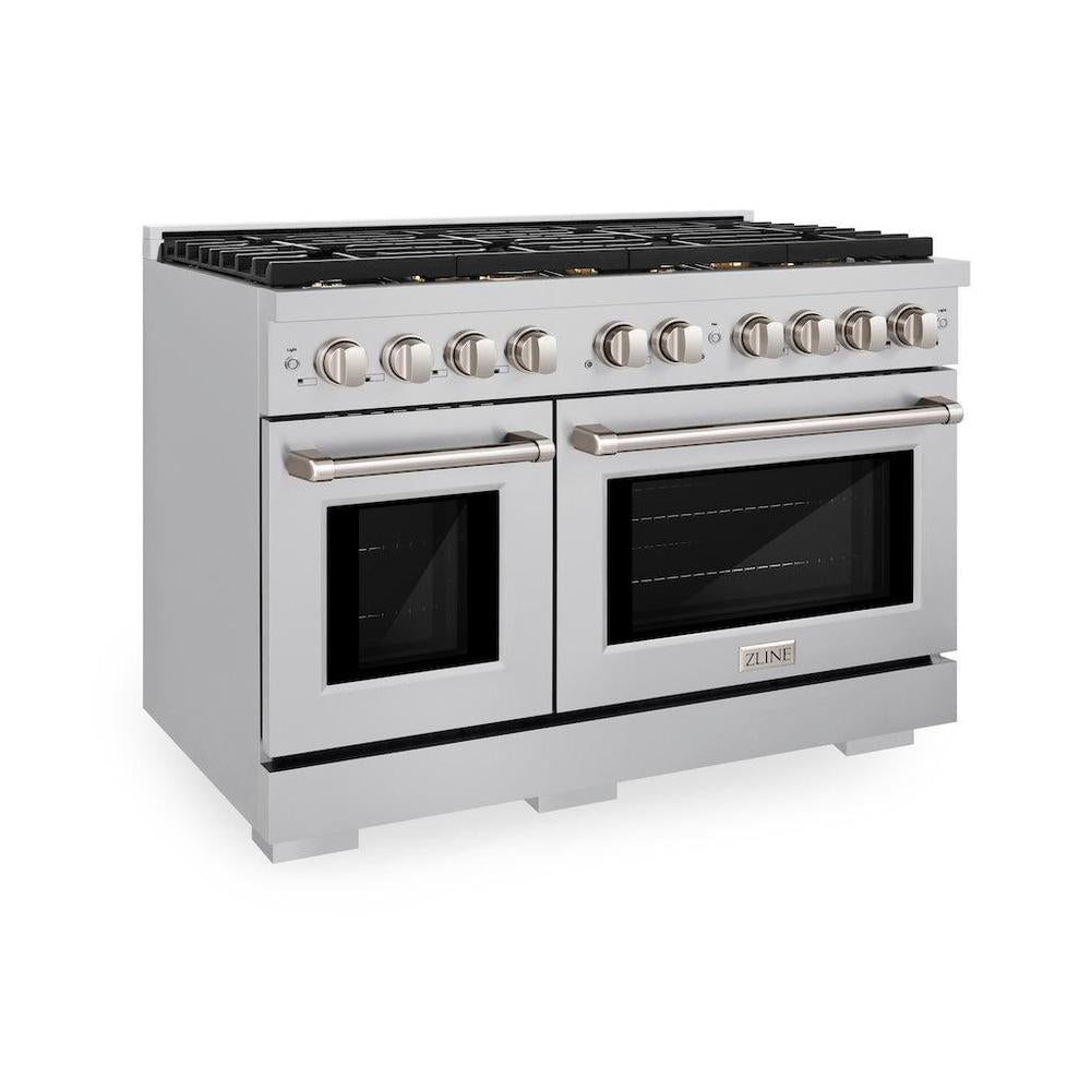 48in. 6.7 cu. ft. Double Oven Gas Range in Stainless Steel with 8 Brass Burners - (SGRBR48) -