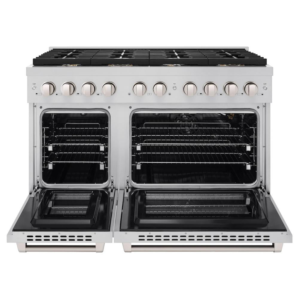 48in. 6.7 cu. ft. Double Oven Gas Range in Stainless Steel with 8 Brass Burners - (SGRBR48) -