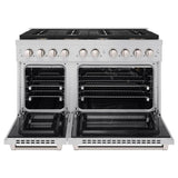 48in. 6.7 cu. ft. Double Oven Gas Range in Stainless Steel with 8 Brass Burners - (SGRBR48) -