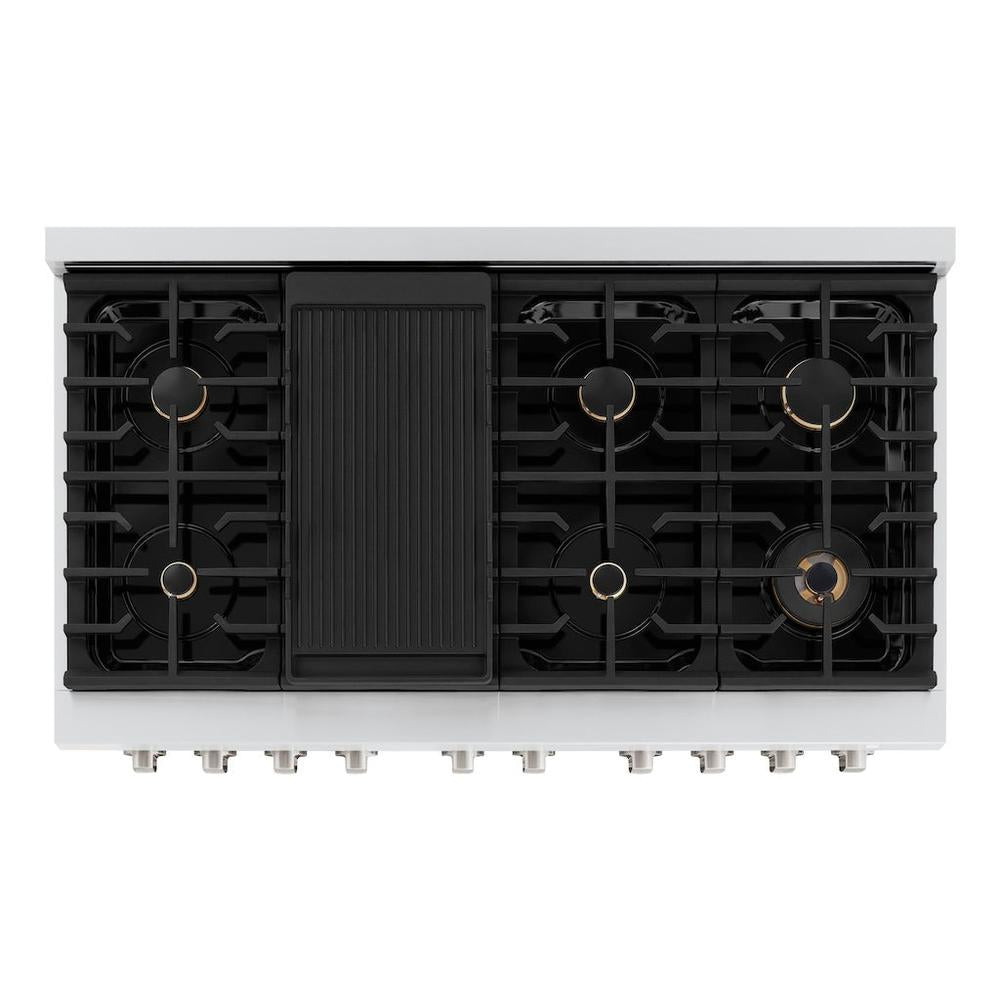 48in. 6.7 cu. ft. Double Oven Gas Range in Stainless Steel with 8 Brass Burners - (SGRBR48) -