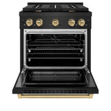 AutographEdition 30 in. 4.2 cu. ft. 4 Burner Gas Range with Convection Gas Oven in Black Stainless Steel and Champagne Bronze Accents - (SGRBZ30CB) -
