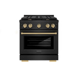 AutographEdition 30 in. 4.2 cu. ft. 4 Burner Gas Range with Convection Gas Oven in Black Stainless Steel and Champagne Bronze Accents - (SGRBZ30CB) -