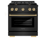 AutographEdition 30 in. 4.2 cu. ft. 4 Burner Gas Range with Convection Gas Oven in Black Stainless Steel and Champagne Bronze Accents - (SGRBZ30CB) -