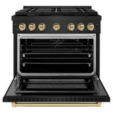 AutographEdition 36 in. 5.2 cu. ft. 6 Burner Gas Range with Convection Gas Oven in Black Stainless Steel and Champagne Bronze Accents - (SGRBZ36CB) -