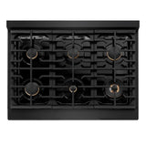 AutographEdition 36 in. 5.2 cu. ft. 6 Burner Gas Range with Convection Gas Oven in Black Stainless Steel and Champagne Bronze Accents - (SGRBZ36CB) -