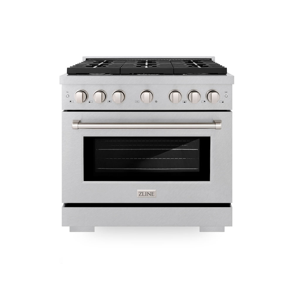 36in. 5.2 cu. ft. 6 Burner Gas Range with Convection Gas Oven in DuraSnow Stainless Steel - (SGRS36) -