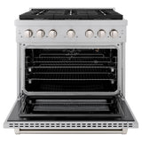 36in. 5.2 cu. ft. 6 Burner Gas Range with Convection Gas Oven in DuraSnow Stainless Steel - (SGRS36) -