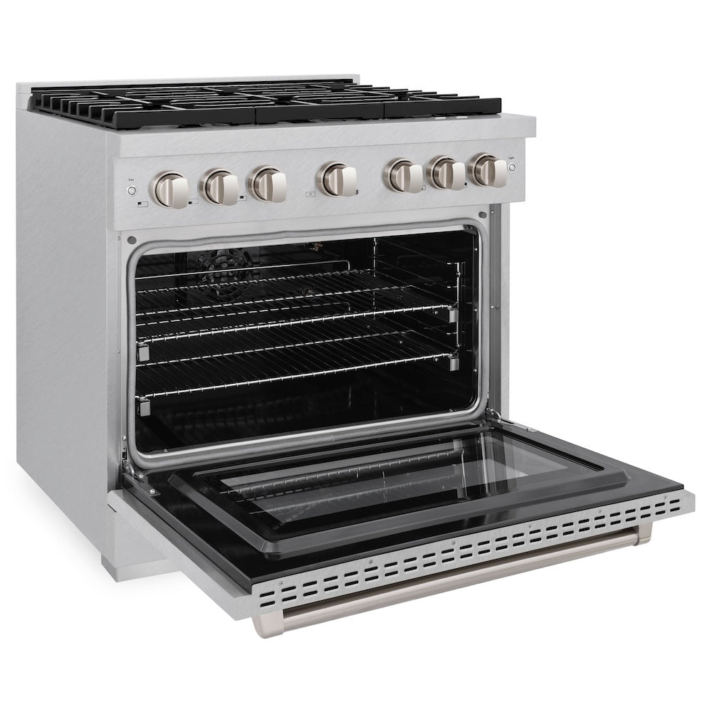 36in. 5.2 cu. ft. 6 Burner Gas Range with Convection Gas Oven in DuraSnow Stainless Steel - (SGRS36) -