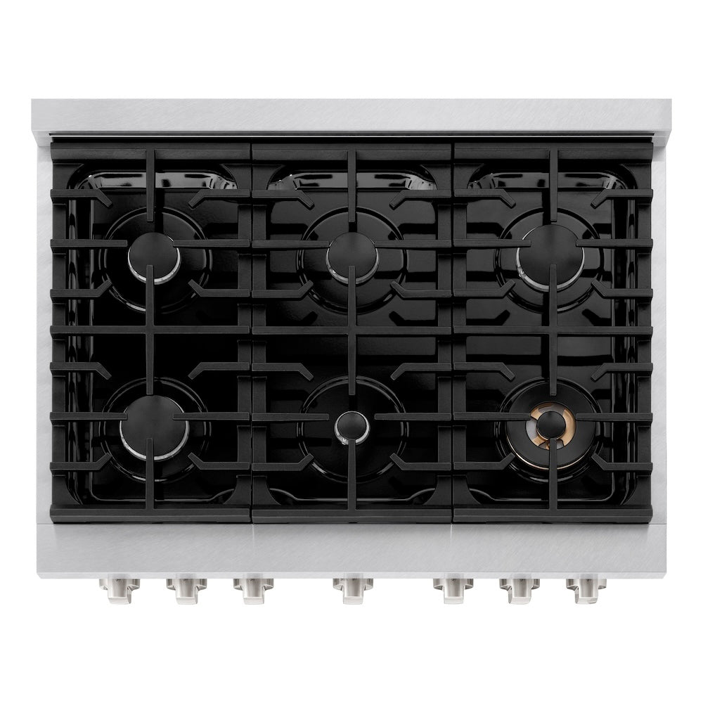 36in. 5.2 cu. ft. 6 Burner Gas Range with Convection Gas Oven in DuraSnow Stainless Steel - (SGRS36) -