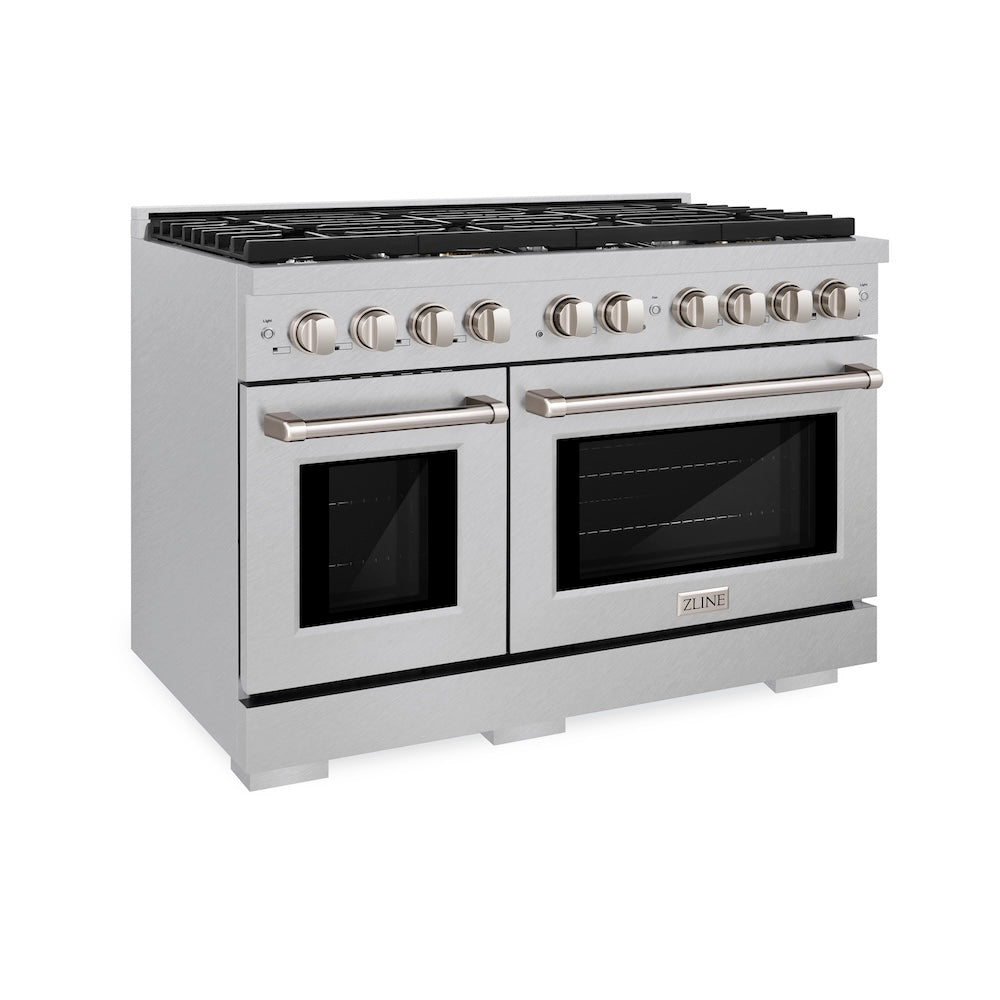 48in. 6.7 cu. ft. 8 Burner Double Oven Gas Range in DuraSnow Stainless Steel - (SGRS48) -