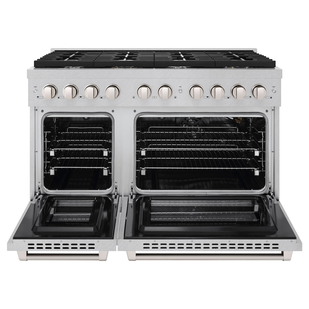 48in. 6.7 cu. ft. 8 Burner Double Oven Gas Range in DuraSnow Stainless Steel - (SGRS48) -