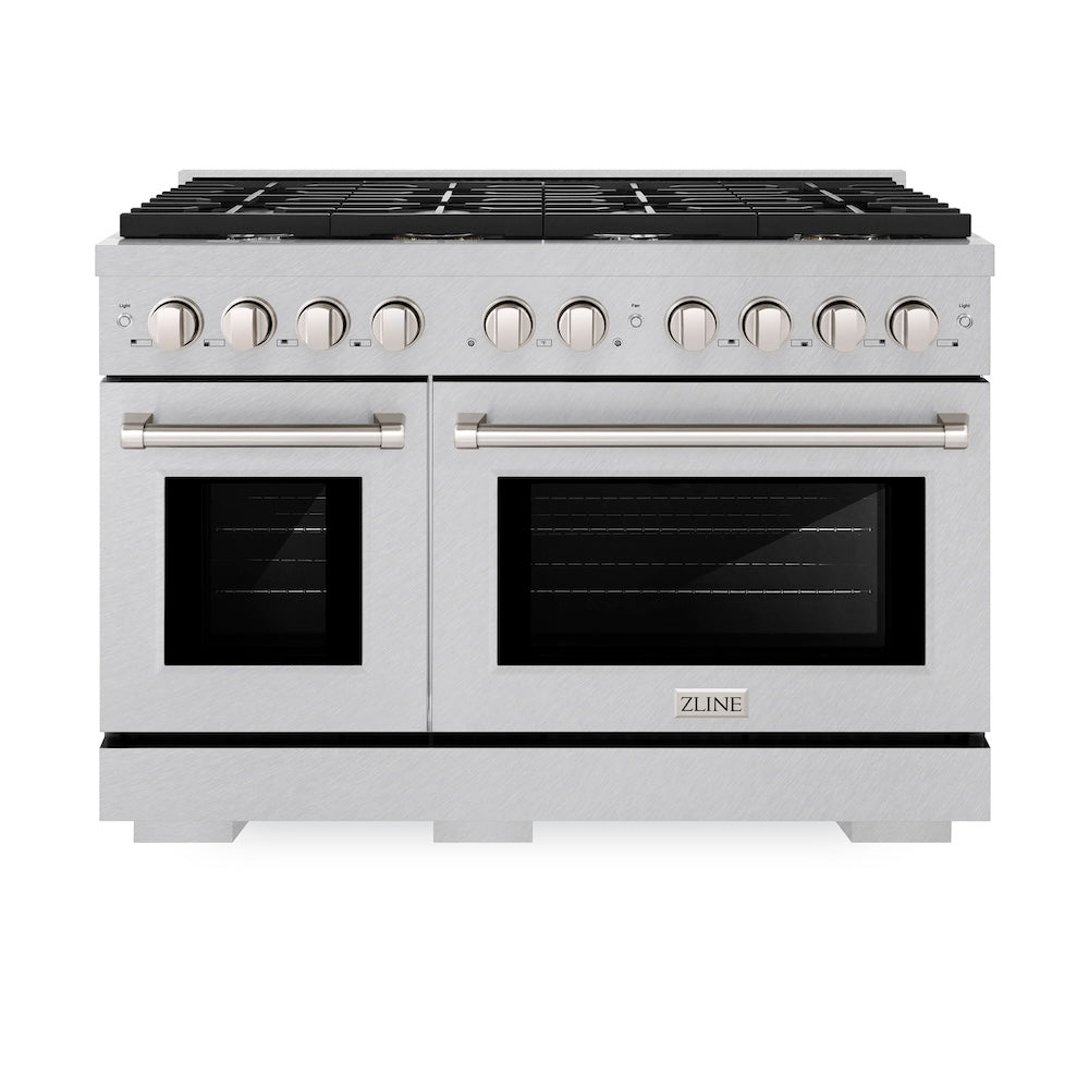 48in. 6.7 cu. ft. 8 Burner Double Oven Gas Range in DuraSnow Stainless Steel - (SGRS48) -