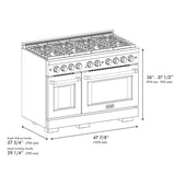 48in. 6.7 cu. ft. 8 Burner Double Oven Gas Range in DuraSnow Stainless Steel - (SGRS48) -