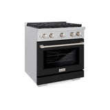 30in. 4.2 cu. ft. 4 Burner Gas Range with Convection Gas Oven in DuraSnow Stainless Steel with Black Matte Door - (SGRSBLM30) -