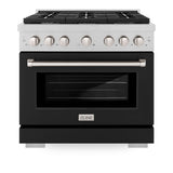 36in. 5.2 cu. ft. 6 Burner Gas Range with Convection Gas Oven in DuraSnow Stainless Steel with Black Matte Door - (SGRSBLM36) -