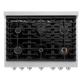 36in. 5.2 cu. ft. 6 Burner Gas Range with Convection Gas Oven in DuraSnow Stainless Steel with Black Matte Door - (SGRSBLM36) -