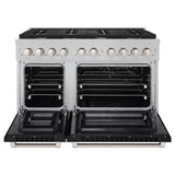48in. 6.7 cu. ft. 8 Burner Double Oven Gas Range in DuraSnow Stainless Steel with Black Matte Doors - (SGRSBLM48) -