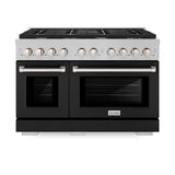 48in. 6.7 cu. ft. 8 Burner Double Oven Gas Range in DuraSnow Stainless Steel with Black Matte Doors - (SGRSBLM48) -