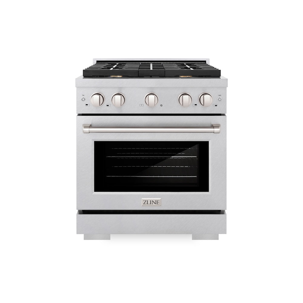 30in. 4.2 cu. ft. Gas Range with Convection Gas Oven in DuraSnow Stainless Steel with 4 Brass Burners - (SGRSBR30) -