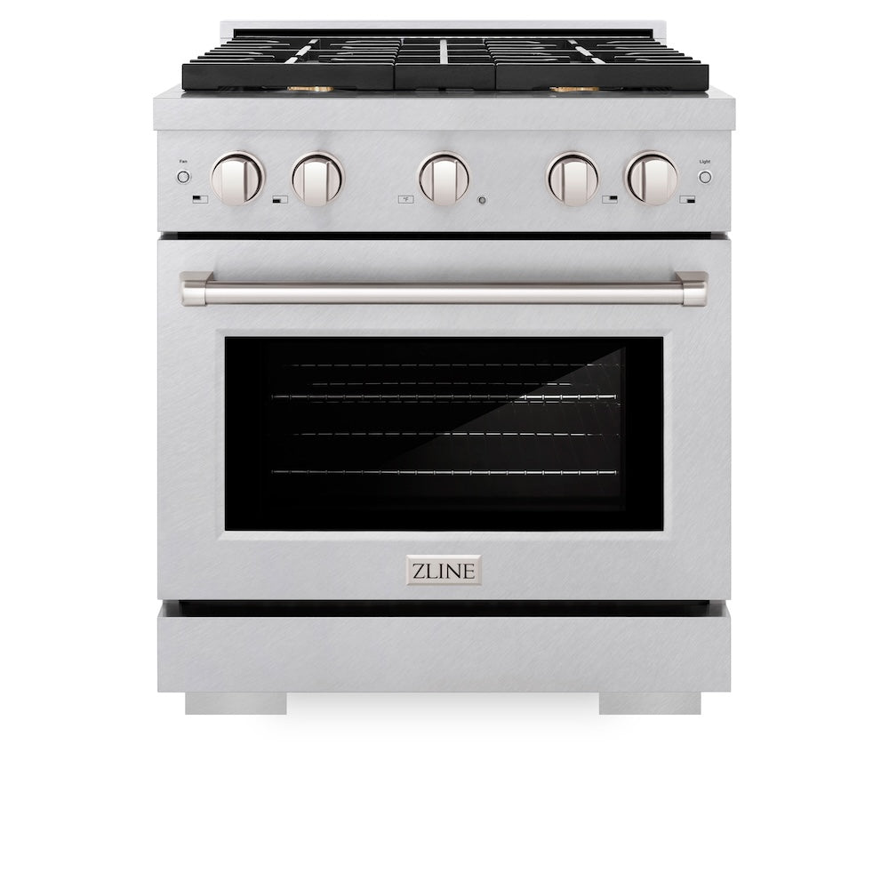 30in. 4.2 cu. ft. Gas Range with Convection Gas Oven in DuraSnow Stainless Steel with 4 Brass Burners - (SGRSBR30) -