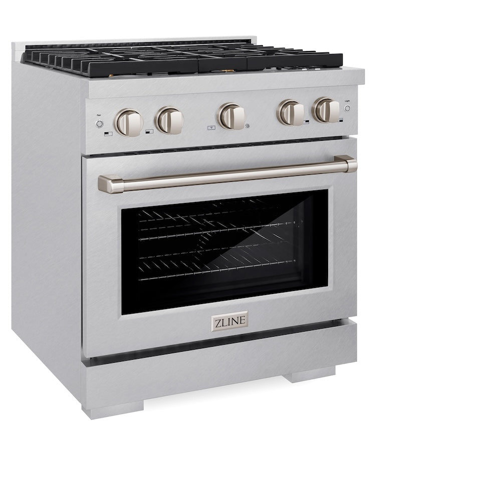 30in. 4.2 cu. ft. Gas Range with Convection Gas Oven in DuraSnow Stainless Steel with 4 Brass Burners - (SGRSBR30) -