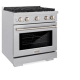 30in. 4.2 cu. ft. Gas Range with Convection Gas Oven in DuraSnow Stainless Steel with 4 Brass Burners - (SGRSBR30) -