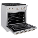 30in. 4.2 cu. ft. Gas Range with Convection Gas Oven in DuraSnow Stainless Steel with 4 Brass Burners - (SGRSBR30) -