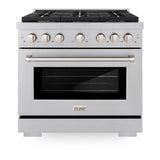 36in. 5.2 cu. ft. Gas Range with Convection Gas Oven in DuraSnow Stainless Steel with 6 Brass Burners - (SGRSBR36) -