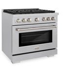 36in. 5.2 cu. ft. Gas Range with Convection Gas Oven in DuraSnow Stainless Steel with 6 Brass Burners - (SGRSBR36) -