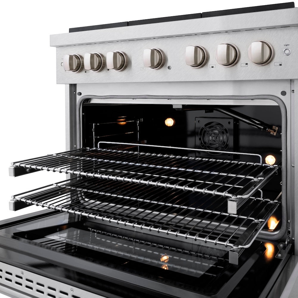 36in. 5.2 cu. ft. Gas Range with Convection Gas Oven in DuraSnow Stainless Steel with 6 Brass Burners - (SGRSBR36) -