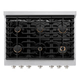36in. 5.2 cu. ft. Gas Range with Convection Gas Oven in DuraSnow Stainless Steel with 6 Brass Burners - (SGRSBR36) -