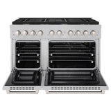48in. 6.7 cu. ft. Double Oven Gas Range in DuraSnow Stainless Steel with 8 Brass Burners - (SGRSBR48) -