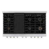 48in. 6.7 cu. ft. Double Oven Gas Range in DuraSnow Stainless Steel with 8 Brass Burners - (SGRSBR48) -