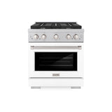 30in. 4.2 cu. ft. 4 Burner Gas Range with Convection Gas Oven in DuraSnow Stainless Steel with White Matte Door - (SGRSWM30) -
