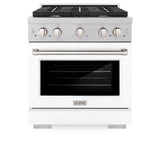 30in. 4.2 cu. ft. 4 Burner Gas Range with Convection Gas Oven in DuraSnow Stainless Steel with White Matte Door - (SGRSWM30) -