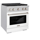 30in. 4.2 cu. ft. 4 Burner Gas Range with Convection Gas Oven in DuraSnow Stainless Steel with White Matte Door - (SGRSWM30) -