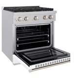 30in. 4.2 cu. ft. 4 Burner Gas Range with Convection Gas Oven in DuraSnow Stainless Steel with White Matte Door - (SGRSWM30) -
