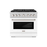 36in. 5.2 cu. ft. 6 Burner Gas Range with Convection Gas Oven in DuraSnow Stainless Steel with White Matte Door - (SGRSWM36) -