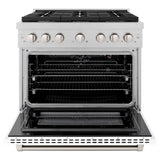 36in. 5.2 cu. ft. 6 Burner Gas Range with Convection Gas Oven in DuraSnow Stainless Steel with White Matte Door - (SGRSWM36) -