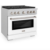 36in. 5.2 cu. ft. 6 Burner Gas Range with Convection Gas Oven in DuraSnow Stainless Steel with White Matte Door - (SGRSWM36) -
