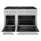 48in. 6.7 cu. ft. 8 Burner Double Oven Gas Range in DuraSnow Stainless Steel with White Matte Doors - (SGRSWM48) -