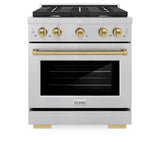 AutographEdition 30 in. 4.2 cu. ft. 4 Burner Gas Range with Convection Gas Oven in DuraSnow Stainless Steel and Champagne Bronze Accents - (SGRSZ30CB) -