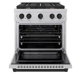 AutographEdition 30 in. 4.2 cu. ft. 4 Burner Gas Range with Convection Gas Oven in DuraSnow Stainless Steel and Matte Black Accents - (SGRSZ30MB) -