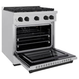 AutographEdition 30 in. 4.2 cu. ft. 4 Burner Gas Range with Convection Gas Oven in DuraSnow Stainless Steel and Matte Black Accents - (SGRSZ30MB) -