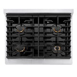 AutographEdition 30 in. 4.2 cu. ft. 4 Burner Gas Range with Convection Gas Oven in DuraSnow Stainless Steel and Matte Black Accents - (SGRSZ30MB) -