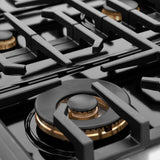 AutographEdition 36 in. 5.2 cu. ft. 6 Burner Gas Range with Convection Gas Oven in DuraSnow Stainless Steel and Polished Gold Accents - (SGRSZ36G) -