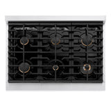 AutographEdition 36 in. 5.2 cu. ft. 6 Burner Gas Range with Convection Gas Oven in DuraSnow Stainless Steel and Polished Gold Accents - (SGRSZ36G) -