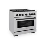 AutographEdition 36 in. 5.2 cu. ft. 6 Burner Gas Range with Convection Gas Oven in DuraSnow Stainless Steel and Matte Black Accents - (SGRSZ36MB) -
